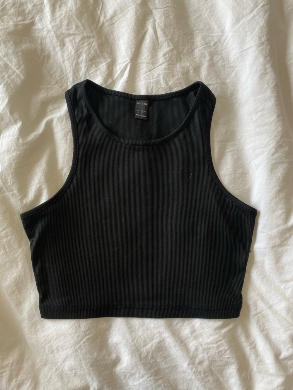 SHEIN Black Ribbed Cropped Tank